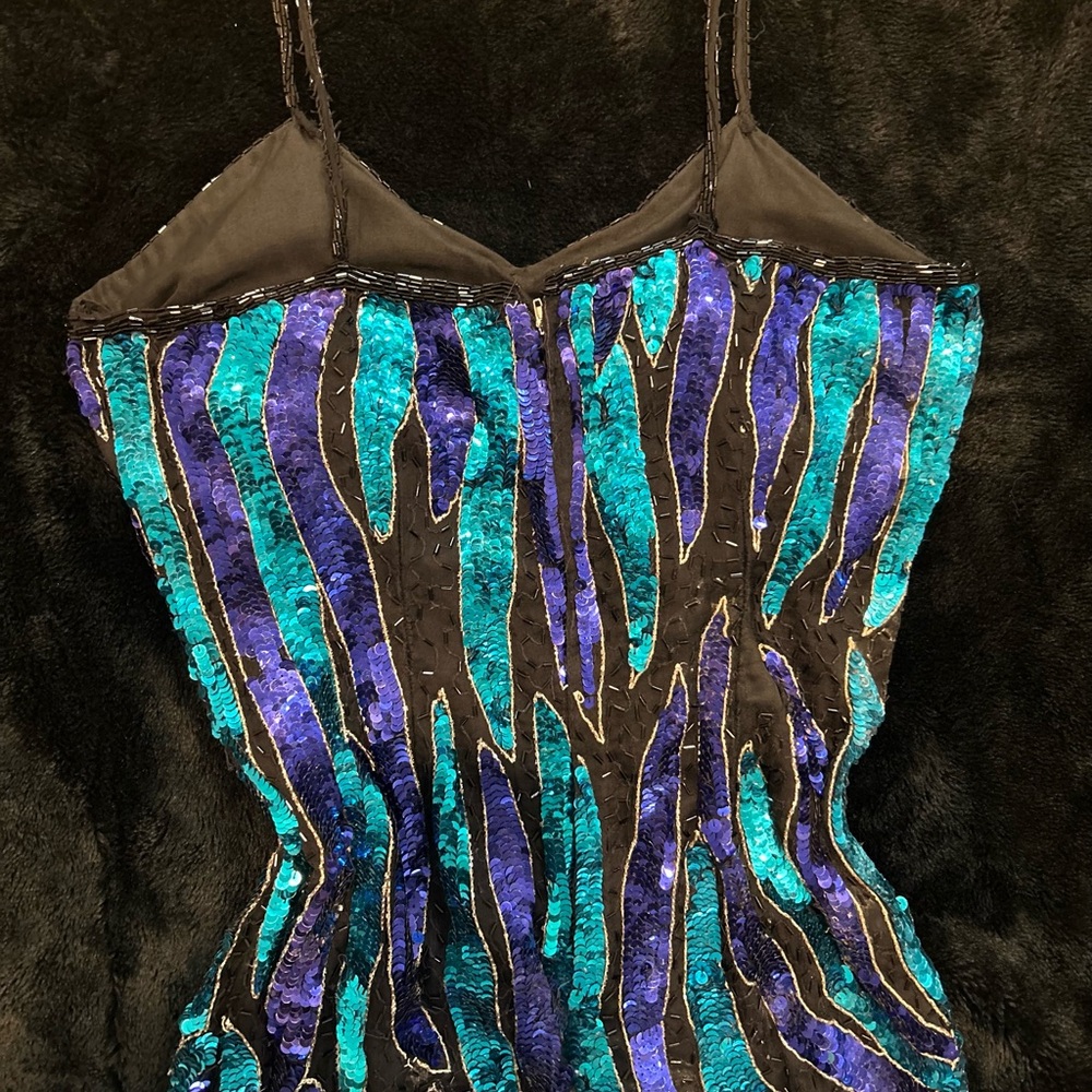 Sequin Striped Dress with Spaghetti Straps